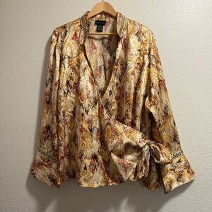 Lane Bryant Multicolor Abstract Wrap Blouse - Size 22/24